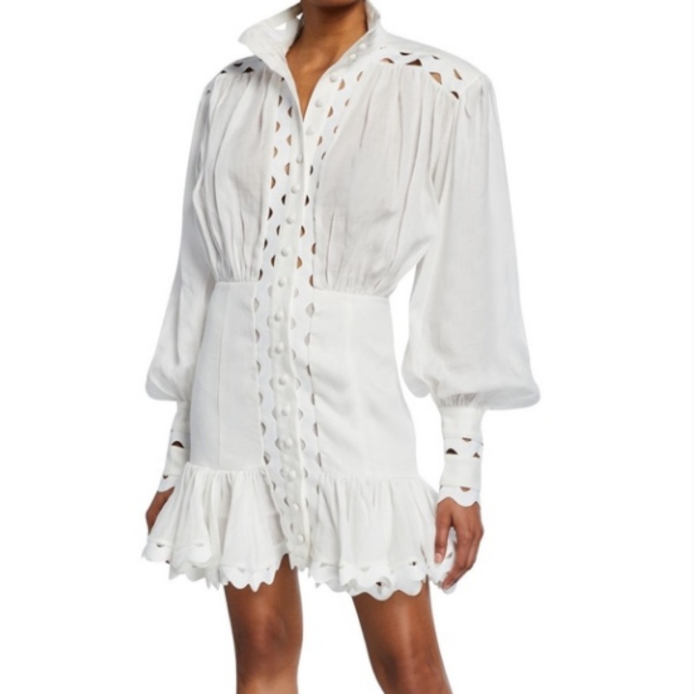 SOLD ♥️ ZIMMERMANN Ninety-Six Wave-Trim Mini Dress - Picture 3 of 8